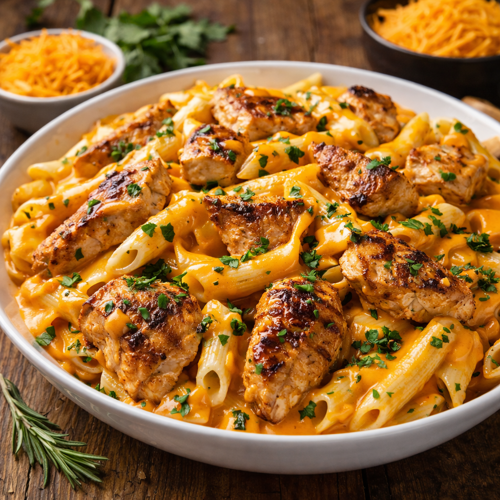 Cheddarlı Tavuklu Makarna